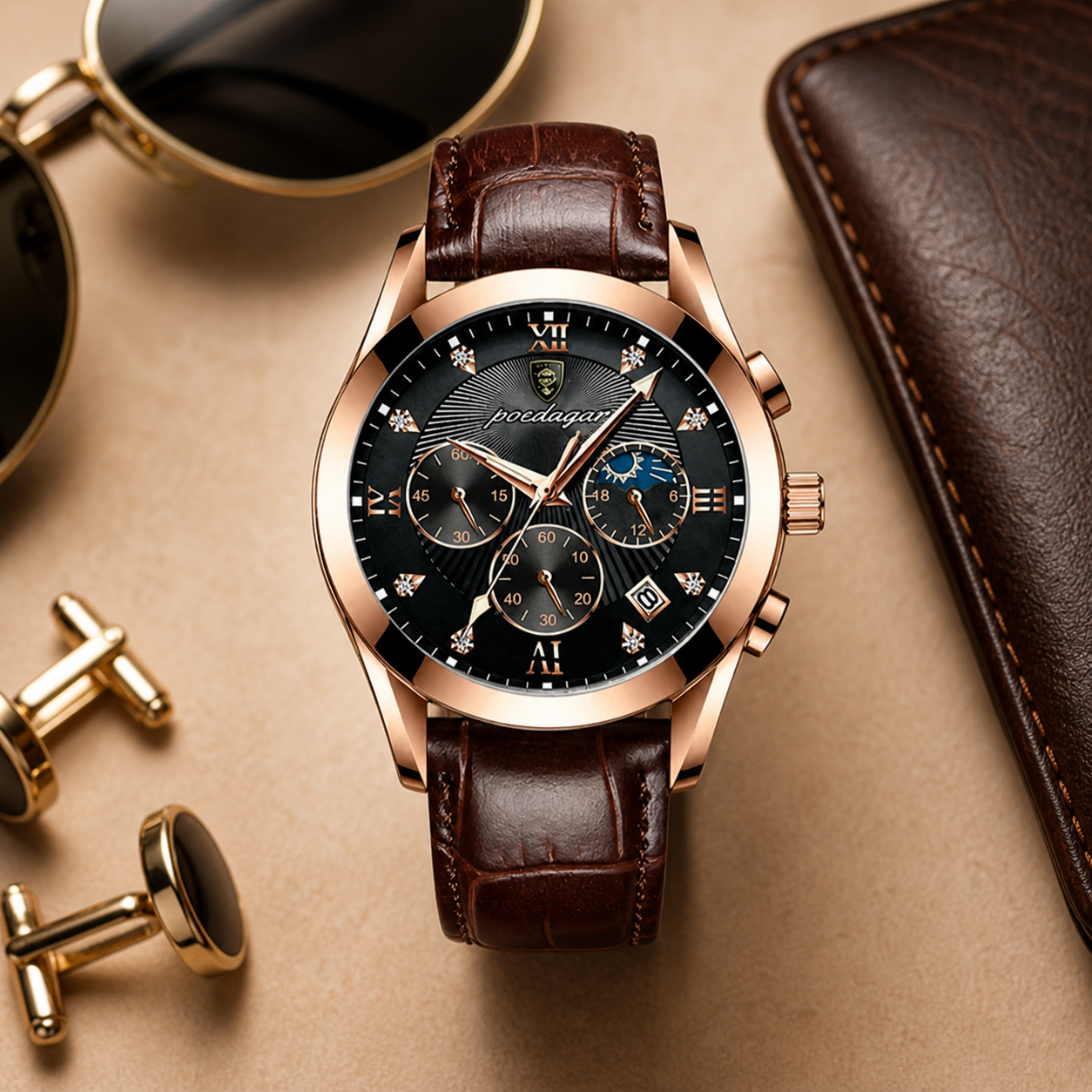 Dettaglio quadrante crono orologio Veloria Chronis